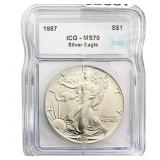 1987  ICG MS70 $1 Silver 1OZ SE