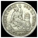 1861 Peru Silver 1 Real NEARLY UNCIRCULATED