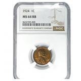 1924 Wheat Cent NGC MS64 RB