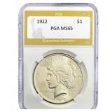 1922 Silver Peace Dollar PGA MS65