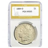 1884-O Morgan Silver Dollar PGA MS65