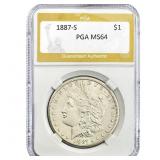 1887-S Morgan Silver Dollar PGA MS64
