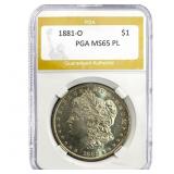 1881-O Morgan Silver Dollar PGA MS65 PL