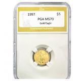 1997 1/10oz $5 Gold Eagle PGA MS70