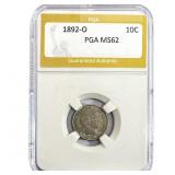 1892-O Barber Dime PGA MS62