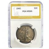 1942 Walking Liberty Half Dollar PGA MS66