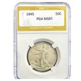 1945 Walking Liberty Half Dollar PGA MS65