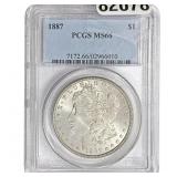 1887 Morgan Silver Dollar PCGS MS66
