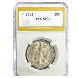 1945 Walking Liberty Half Dollar PGA MS66
