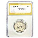 1941-S Washington Silver Quarter PGA MS66