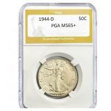 1944-D Walking Liberty Half Dollar PGA MS65+