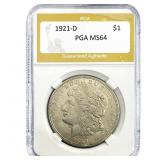 1921-D Morgan Silver Dollar PGA MS64