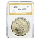 1891-S Morgan Silver Dollar PGA MS64