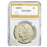 1889-S Morgan Silver Dollar PGA MS64