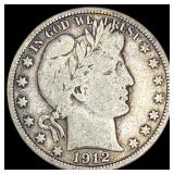 1912 Silver Half Dollar Barber NICELY CIRCULATED