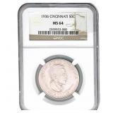 1936 Cincinatti Half Dollar NGC MS64