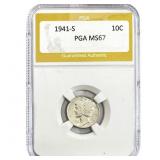 1941-S Mercury Silver Dime PGA MS67