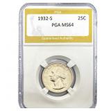 1932-S Washington Silver Quarter PGA MS64