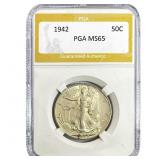 1942 Walking Liberty Half Dollar PGA MS65