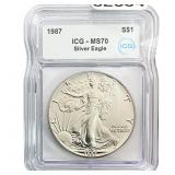 1987  ICG MS70 $1 Silver 1OZ SE