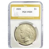 1925 Silver Peace Dollar PGA MS64