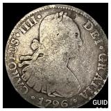 1796 Mo Mexico Silver 8 Reales Chopmarked NEARLY U