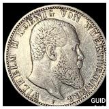 1901-F Germany 2 Silver Mark CLOSELY UNCIRCULATED