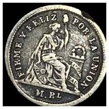 1860 Peru Silver 1/2 Real NEARLY UNCIRCULATED