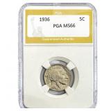1936 Buffalo Nickel PGA MS66
