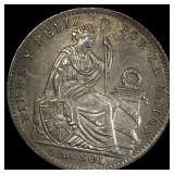 1916 Peru Silver 1/5 Sol NEARLY UNCIRCULATED