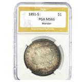 1891-S Morgan Silver Dollar PGA MS66 Monster