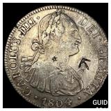 1804 Mo Mexico Silver 8 Reales Chopmarked NEARLY U