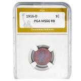 1916-D Wheat Cent PGA MS66 RB