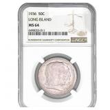 1936 Long Island Half Dollar NGC MS64