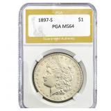 1897-S Morgan Silver Dollar PGA MS64