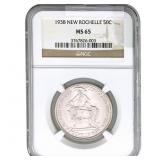 1938 New Rochelle Half Dollar NGC MS65