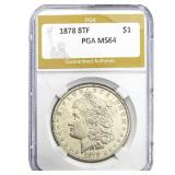 1878 8TF Morgan Silver Dollar PGA MS64