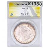 1887 Morgan Silver Dollar ANACS MS64