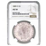 1889-O Morgan Silver Dollar NGC AU50