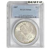1887 Morgan Silver Dollar PCGS MS66