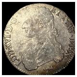Colonial France Louis XV Silver 1 Ecu NEARLY UNCI