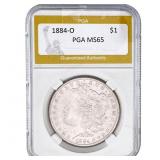 1884-O Morgan Silver Dollar PGA MS65