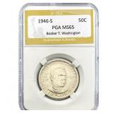 1946-S Booker T Half Dollar PGA MS65