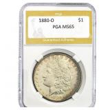 1880-O Morgan Silver Dollar PGA MS65