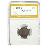 1931-S Wheat Cent PGA MS64