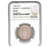 1946-S Booker T Half Dollar NGC MS64