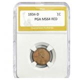 1934-D Wheat Cent PGA MS64 RED