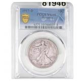 1917-D Walking Liberty Half Dollar PCGS VG10 Rev
