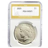 1925 Silver Peace Dollar PGA MS65