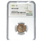 1921 Wheat Cent NGC MS64 RB